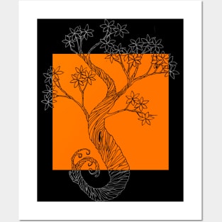 Orange Square Ink Tree Posters and Art